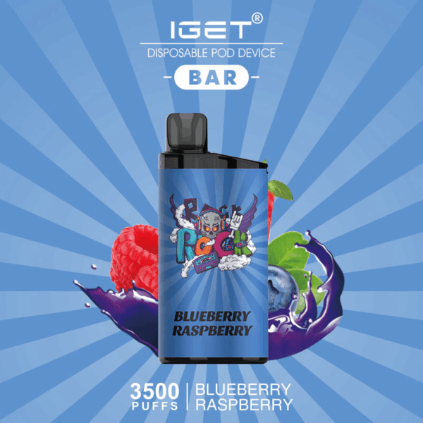 IGET BAR BLUEBERRY RASPBERRY ICE 3500 Puffs Disposable Vape